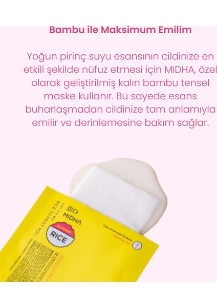 Rice Milk Mask Hydro Glowing | Aydınlatmaya Yardımcı Pirinç Özlü Yüz Maskesi 5 Adet