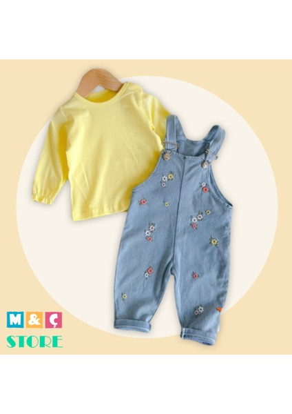 M.Ç Family Store Kiz Çocuk Jean Salopet 2' Li Kot Tulum Takim fırsatları