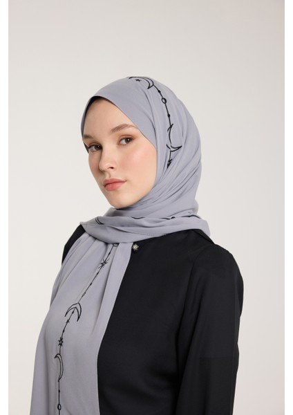 Nakış Şal - Hilal Dokuma - Gri - Siyah