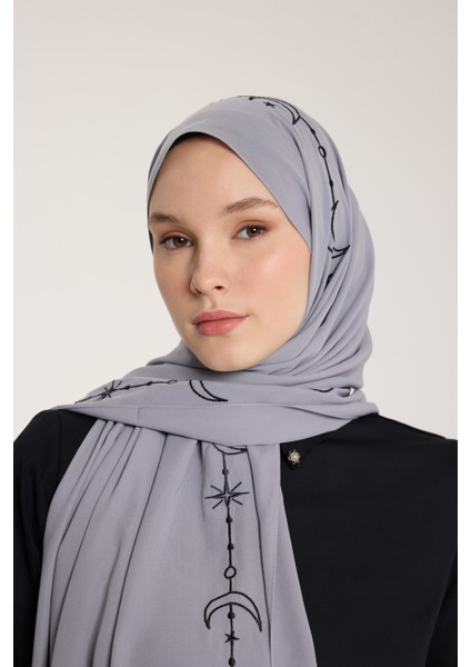 Nakış Şal - Hilal Dokuma - Gri - Siyah modelleri
