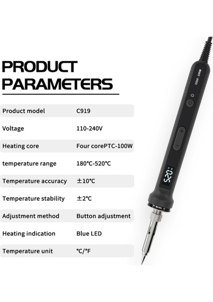 100W Dijital Elektrikli Lehimleme Demiri Seti Sıcaklık Ayarlanabilir LCD Ekranlı Lehim Yeniden Işleme Istasyonu Siyah Ab Fişi (Yurt Dışından) modelleri