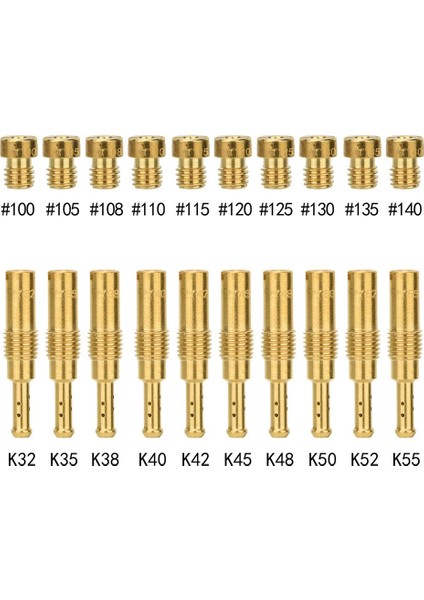 20 Adet Jet Takımı - 10 Adet Karbüratör Ana Jetleri ve 10 Adet Yavaş Pilot Jetleri Pwk Keihin Oko Cvk Pwm (Yurt Dışından) modelleri