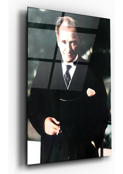 Mustafa Kemal Atatürk Asil Portre Cam Tablo- Ev ve Ofis Dekorasyonu-Hediyelik-Dekoratif- Atatürk-Modern