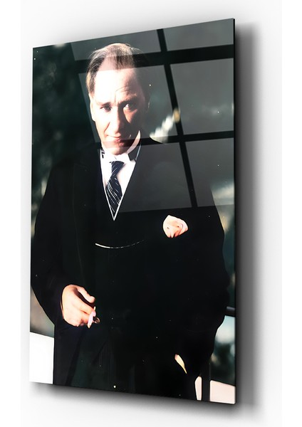 Mustafa Kemal Atatürk Asil Portre Cam Tablo- Ev ve Ofis Dekorasyonu-Hediyelik-Dekoratif- Atatürk-Modern