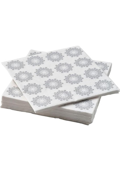 Ikea Fröjda Desenli Peçete Beyaz-Gri 33X33 cm 30 Adet