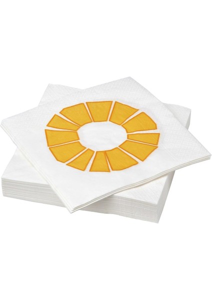 Ikea Bröggan Desenli Peçete Beyaz-Sarı 33X33 cm 30 Adet