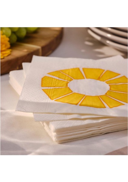 Ikea Bröggan Desenli Peçete Beyaz-Sarı 33X33 cm 30 Adet modelleri