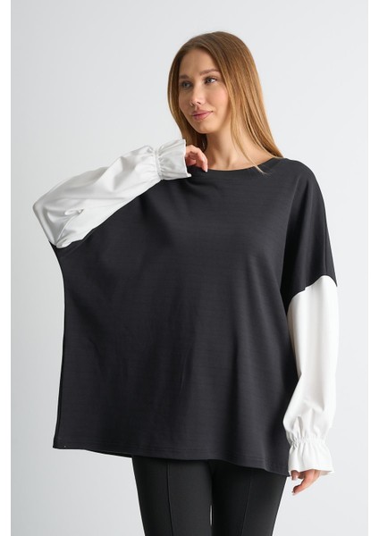 Alexandergardı Fırfırlı Kol Detaylı Garnili Renk Bloklu Kadın Sweatshirt modelleri