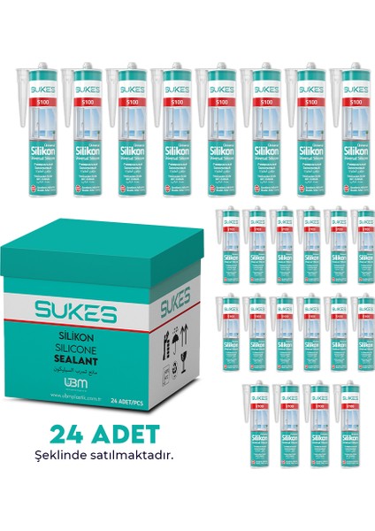 Sukes Universal Şeffaf Silikon 280 gr 24’lü Paket