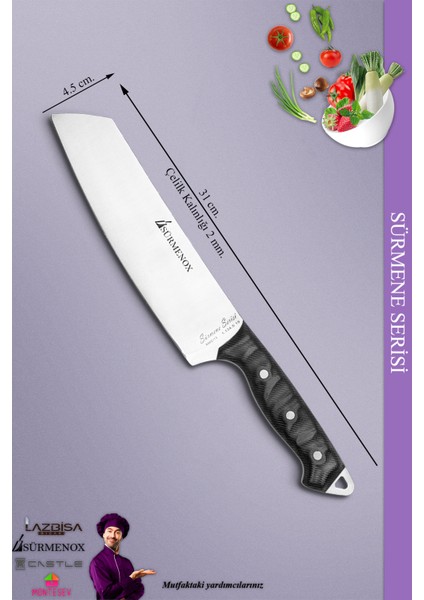 Sürmene Serisi Santoku Mutfak Şef Bıçak Et Ekmek Sebze Salata Şef Bıçağı Siyah ( MFT-003 ) fiyatları