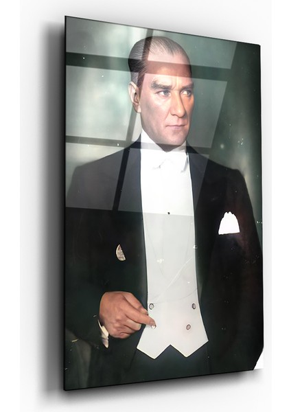Mustafa Kemal Atatürk 3D Portre Cam Tablo- Ev ve Ofis Dekorasyonu-Hediyelik-Dekoratif-Atatürk-Modern