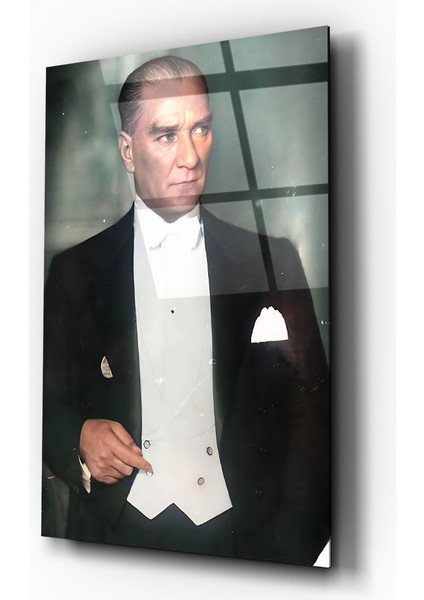 Mustafa Kemal Atatürk 3D Portre Cam Tablo- Ev ve Ofis Dekorasyonu-Hediyelik-Dekoratif-Atatürk-Modern