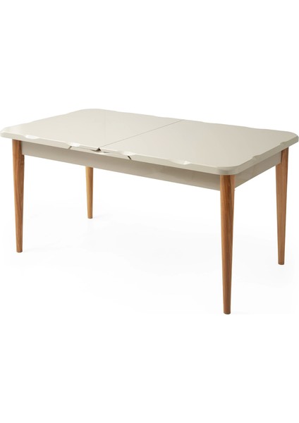 Kelebek Ortadan Açılır Büyüyen Yemek Masası Krem 80 x 130 cm