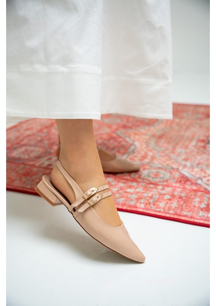 Holly Nude Rugan Çift Toka Detaylı Kadın Babet