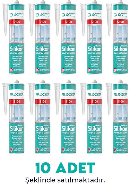 Sukes Universal Şeffaf Silikon 280 gr 10’lu Paket
