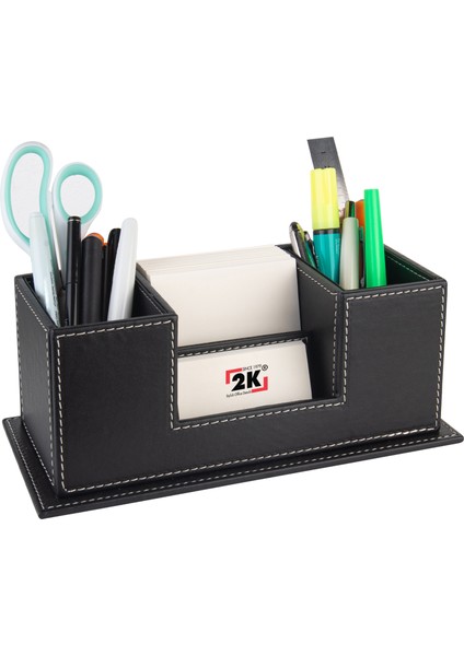 Masaüstü Deri Organizer Kalemlik 4 Gözlü Desktop Organizer Rainbow Vegan 10X12X25 Cm.