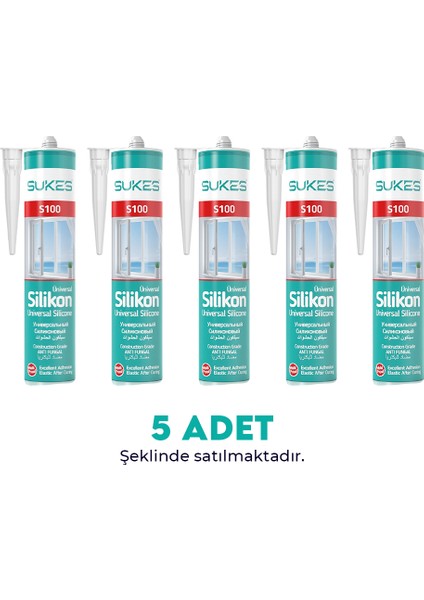 Sukes Universal Şeffaf Silikon 280 gr 5’li Paket