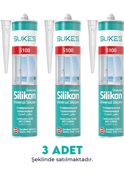 Sukes Universal Şeffaf Silikon 280 gr 3’lü Paket