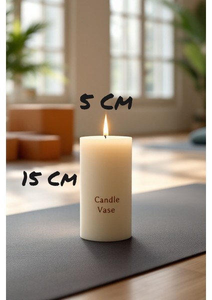 El Işçiliği Hand Made Kütük Silindir Mum Krem Renk 5 cm Genişlik 15 cm Uzunluk Gül Kokulu fiyatları