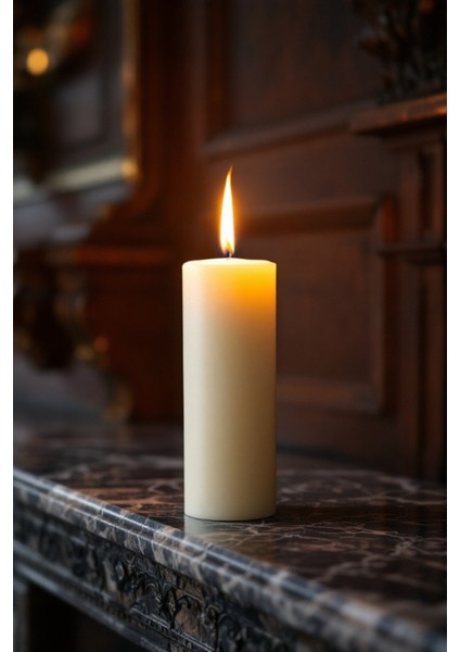 El Işçiliği Hand Made Kütük Silindir Mum Krem Renk 5 cm Genişlik 30 cm Uzunluk Vanilya Kokulu indirimleri