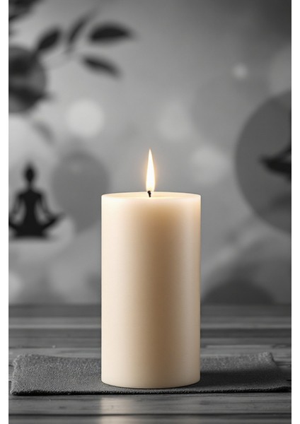 El Işçiliği Hand Made Kütük Silindir Mum Krem Renk 5 cm Genişlik 30 cm Uzunluk Gül Kokulu modelleri