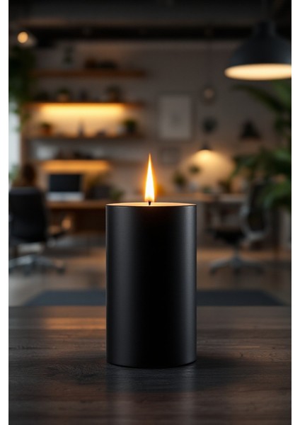 El Işçiliği Hand Made Kütük Silindir Mum Siyah Renk 5 cm Genişlik 20 cm Uzunluk Vanilya Kokulu fırsatları