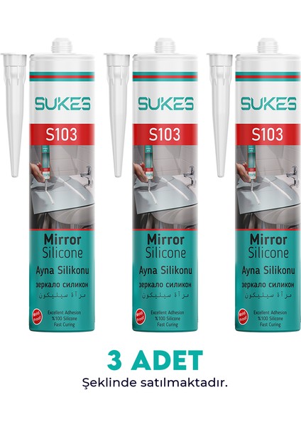 Sukes Ayna Silikonu 310 ml 3’lü Paket