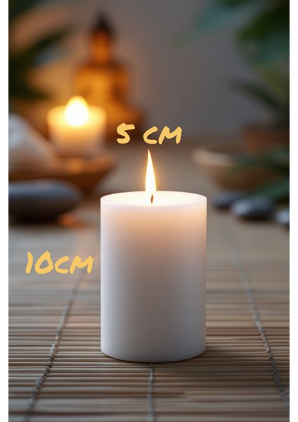 El Işçiliği Hand Made Kütük Silindir Mum Beyaz Renk 5 cm Genişlik 10 cm Uzunluk Kahve Aroması Kokulu fiyatları