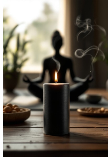 El Işçiliği Hand Made Kütük Silindir Mum Siyah Renk 5 cm Genişlik 12,5 cm Uzunluk Lavanta Kokulu fiyatları