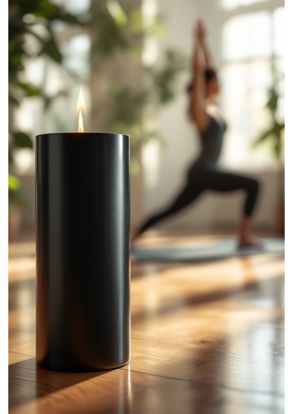 El Işçiliği Hand Made Kütük Silindir Mum Siyah Renk 5 cm Genişlik 12,5 cm Uzunluk Vanilya Kokulu indirimleri