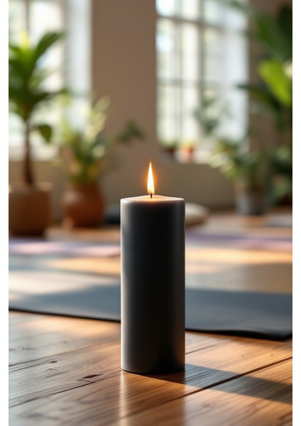 El Işçiliği Hand Made Kütük Silindir Mum Siyah Renk 5 cm Genişlik 30 cm Uzunluk Lavanta Kokulu fiyatları