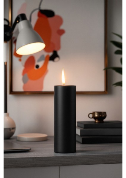 El Işçiliği Hand Made Kütük Silindir Mum Siyah Renk 5 cm Genişlik 30 cm Uzunluk Lavanta Kokulu fırsatları