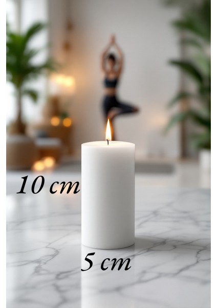 El Işçiliği Hand Made Kütük Silindir Mum Beyaz Renk 5 cm Genişlik 25 cm Uzunluk Kahve Aroması Kokulu modelleri