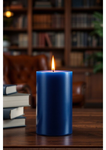 El Işçiliği Hand Made Kütük Silindir Mum Lacivert Renk 5 cm Genişlik 30 cm Uzunluk Lavanta Kokulu modelleri