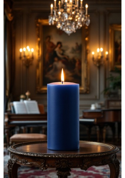 El Işçiliği Hand Made Kütük Silindir Mum Siyah Renk 5 cm Genişlik 30 cm Uzunluk Kahve Aroması Kokulu