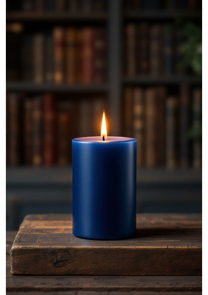 El Işçiliği Hand Made Kütük Silindir Mum Lacivert Renk 5 cm Genişlik 20 cm Uzunluk Lavanta Kokulu indirimleri