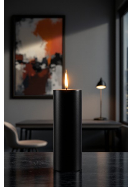 El Işçiliği Hand Made Kütük Silindir Mum Siyah Renk 5 cm Genişlik 25 cm Uzunluk Lavanta Kokulu fırsatları