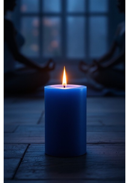 El Işçiliği Hand Made Kütük Silindir Mum Lacivert Renk 5 cm Genişlik 15 cm Uzunluk Vanilya Kokulu fırsatları