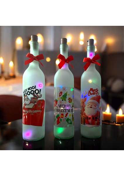 Vıp 3 Adet LED Işıklı Dekoratif Su Şişesi Buzlu Camlı Işıklı Şişe Yılbaşı Işıkları Yılbaşı Dekorları