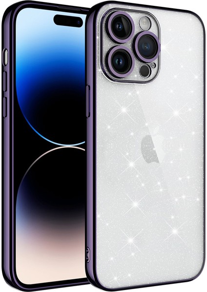 Apple iPhone 14 Pro Max Uyumlu Kamera Korumalı Renkli Çerçeveli Simli Zore Garage Kapak-Derin MOR-86804367 modelleri