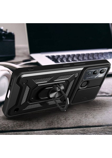 Infinix Hot 20I Kılıf Magnetik Standlı Kamera Korumalı Sürgülü Vega KAPAK-SIYAH-8680436678688-M modelleri