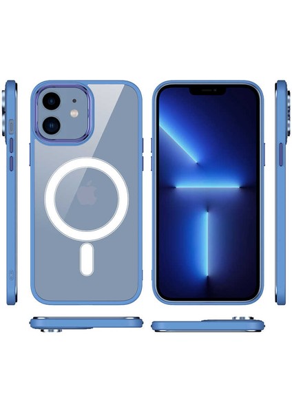 Apple iPhone 12 Pro Uyumlu Wireless Şarj Özellikli Krom Magsafe Silikon Kapak-Lavendery GRAY-86804366 fiyatları