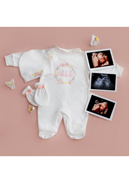 Isimli Hastane Çıkışı 3 Lü Set Çiçek Laruel Desenli