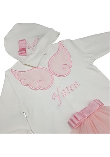 Melek Kanatlı Kız Bebek Hastane Çıkışı 3 Lü Set Pembe