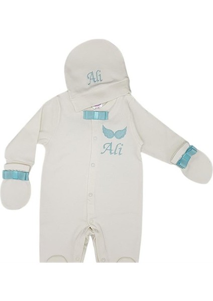 Isimli Melek Kanatlı Hastane Çıkışı 3 Lü Set Mint Yeşili