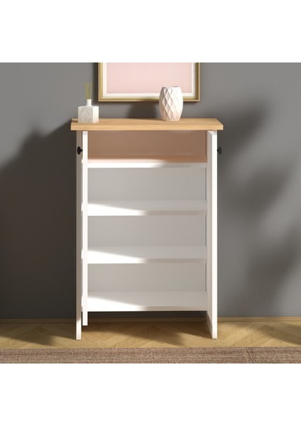 Tdesigno Fulya 4 Raflı 2 Kapaklı Ayakkabı Dolabı-Ayakkabılık-Çok Amaçı Dolap Beyaz 60 cm