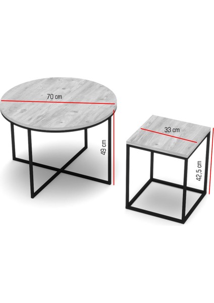 Orta Sehpa ve Zigon Sehpa Oval Lüx 5'li Set Beyaz