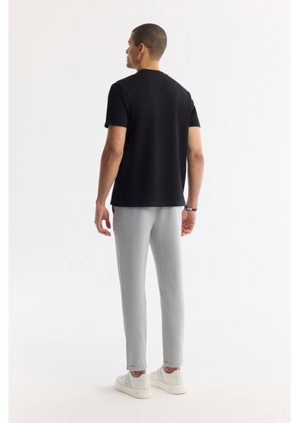 Erkek Siyah Bisiklet Yaka Reflektörlü Bi Stretch Interlok T-shirt A51y1037