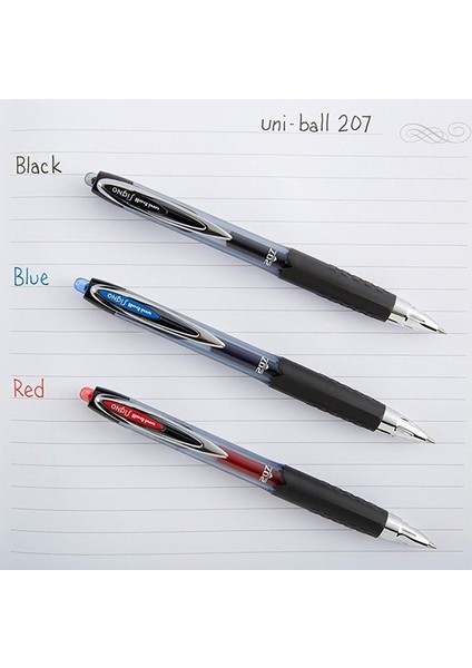 Kırmızı Pilot Kalem 5 Adet Uniball Signo Micro 207 0.5 mm Roller Uç Kalem UMN-207 Inci Uçlu Likit Mürekkepli Jel Kalem