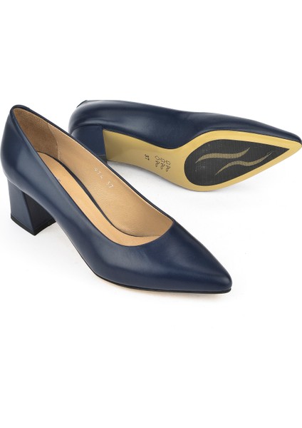 Kadın Deri Topuklu Ayakkabı 1511030Z974 Lacivert indirimleri